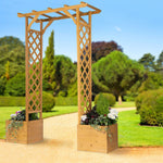 Wooden Garden Arch With Planters Natural Fir Wood