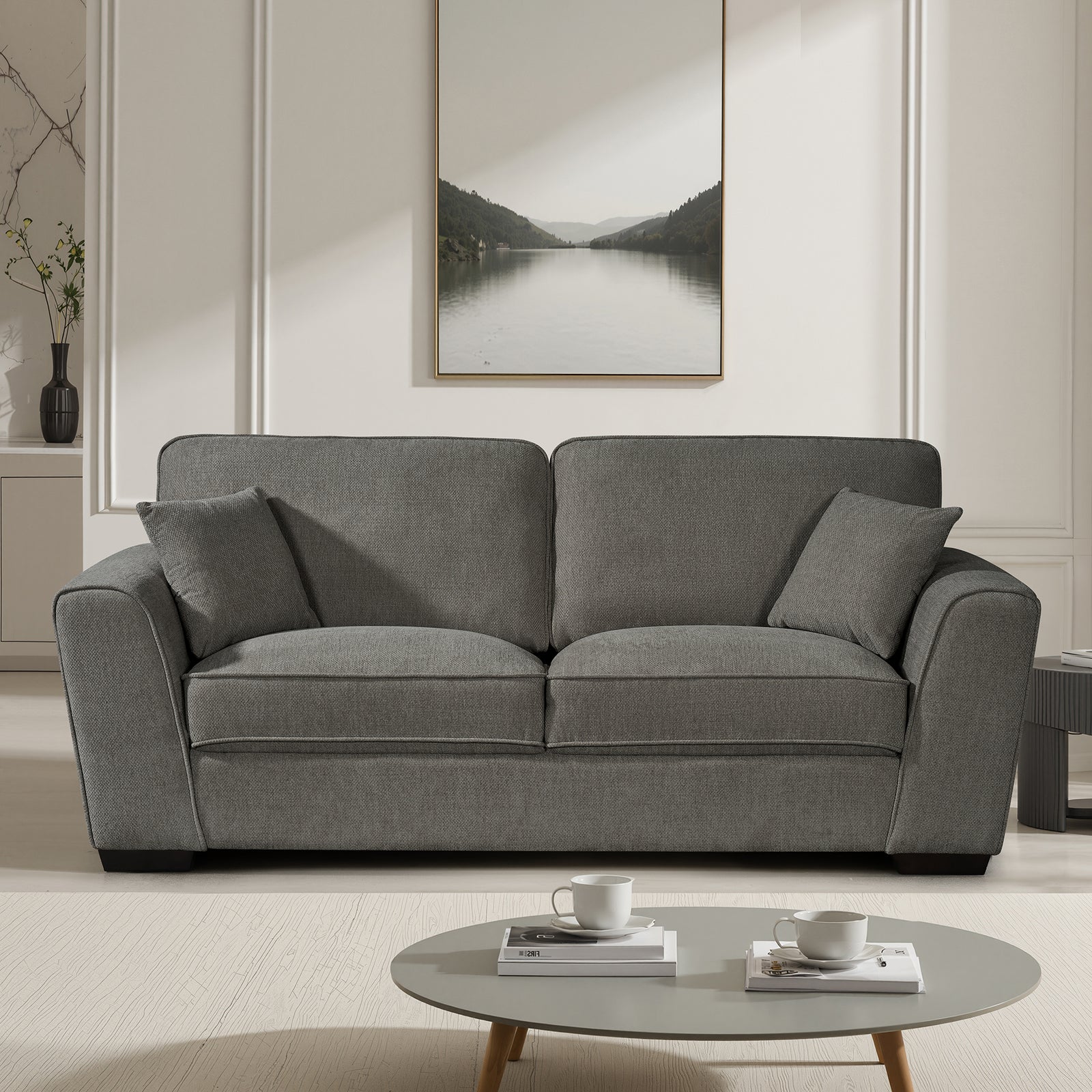 Colman Soft Fabric 3 Seat Sofa | Charcoal Grey