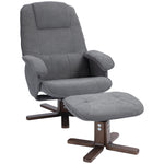 Swivel Recliner Chair And Footstool Fabric Wooden Base | One Size | Gray