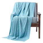 Combed Cotton Cable Knit Throw | 130cm x 170cm | Blue