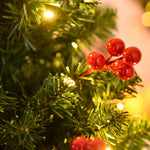 5/6/7ft Prelit Pencil Christmas Tree With Led And Berry | 5ft | Green