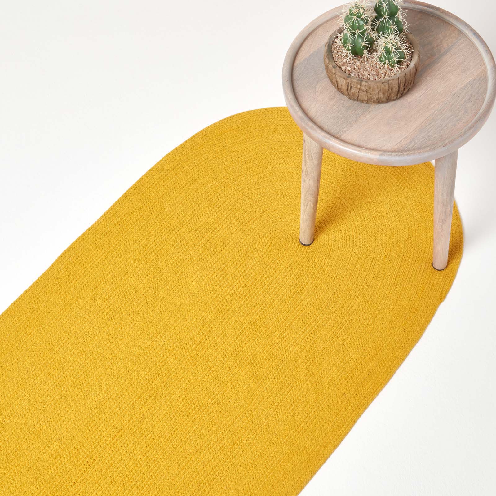 Handmade Woven Braided Oval Rug | 200cm | Mustard