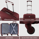 55x40x20cm Lightweight Luggage Hard Shell Cabin Suitcase 60+ Airlines Approved - Carry On Case - 4 Wheels | 55 x 40 x 20cm | Burgundy