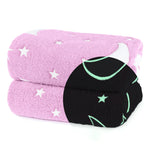 Wicked Gizmos Pink Glow In The Dark Blanket With Luminous Moon And Stars