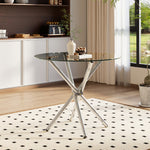 88cm Dia X 75cm H Tempered Glass Crossover Round Dining Table | Small