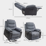 Power Lift Recliner Chair With Remote Control 2 Side Pockets | One Size | Gray
