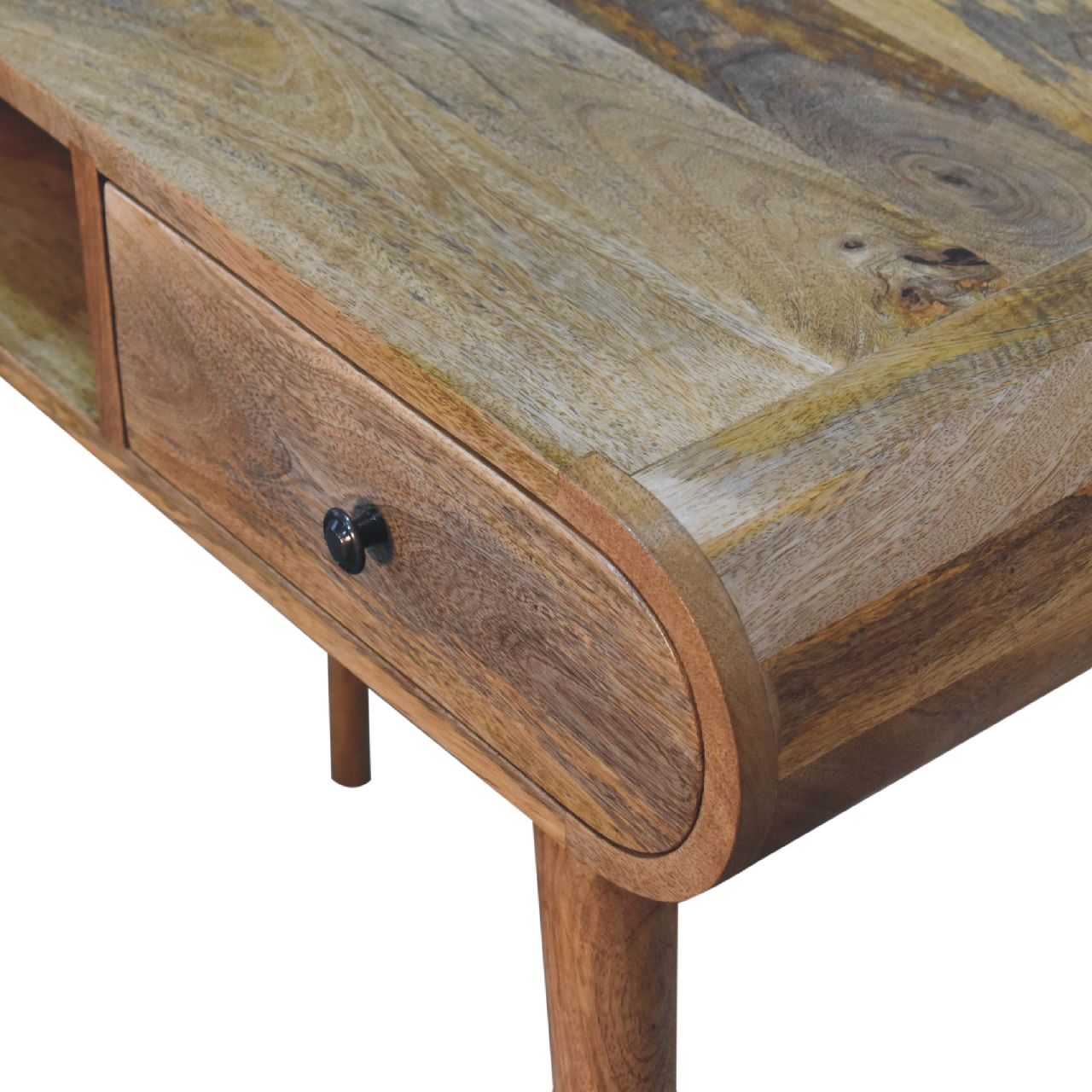 Artisan Furniture Solid Wood Curved Oak-ish Writing Desk