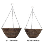 Rattan Round Hanging Basket - 14in | Set of 2