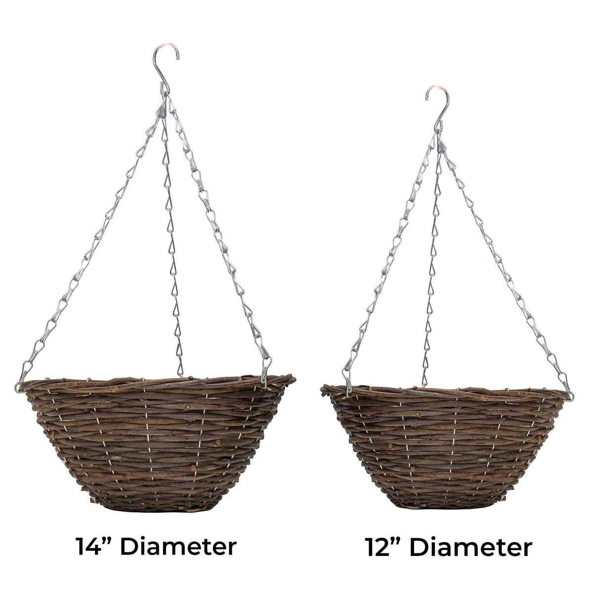 Rattan Round Hanging Basket - 14in | Set of 2