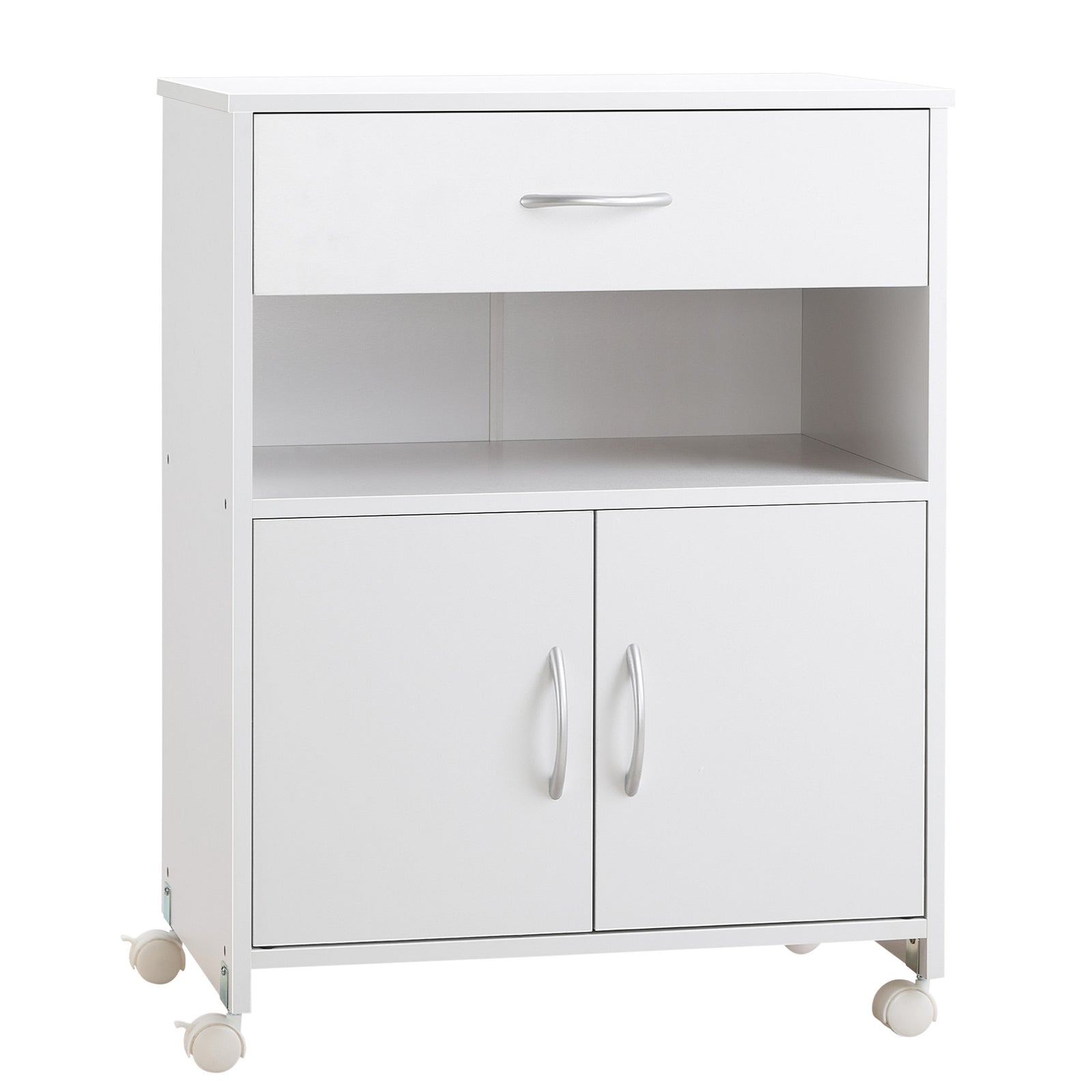 Mobile Printer Stand W/ Storage Shelf Universal Wheels | One Size | White