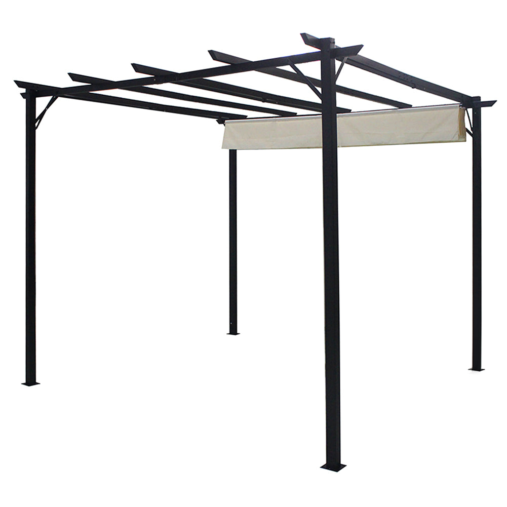 3m X 3m Outdoor Retractable Steel Pergola With Pa-coated Polyester Canopy