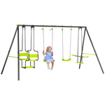 Garden Swing Set With Double Swings, Glider, Swing Seats For Outdoors