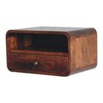 Solid Wood Large Chestnut Curve Upper Slot Floating Bedside