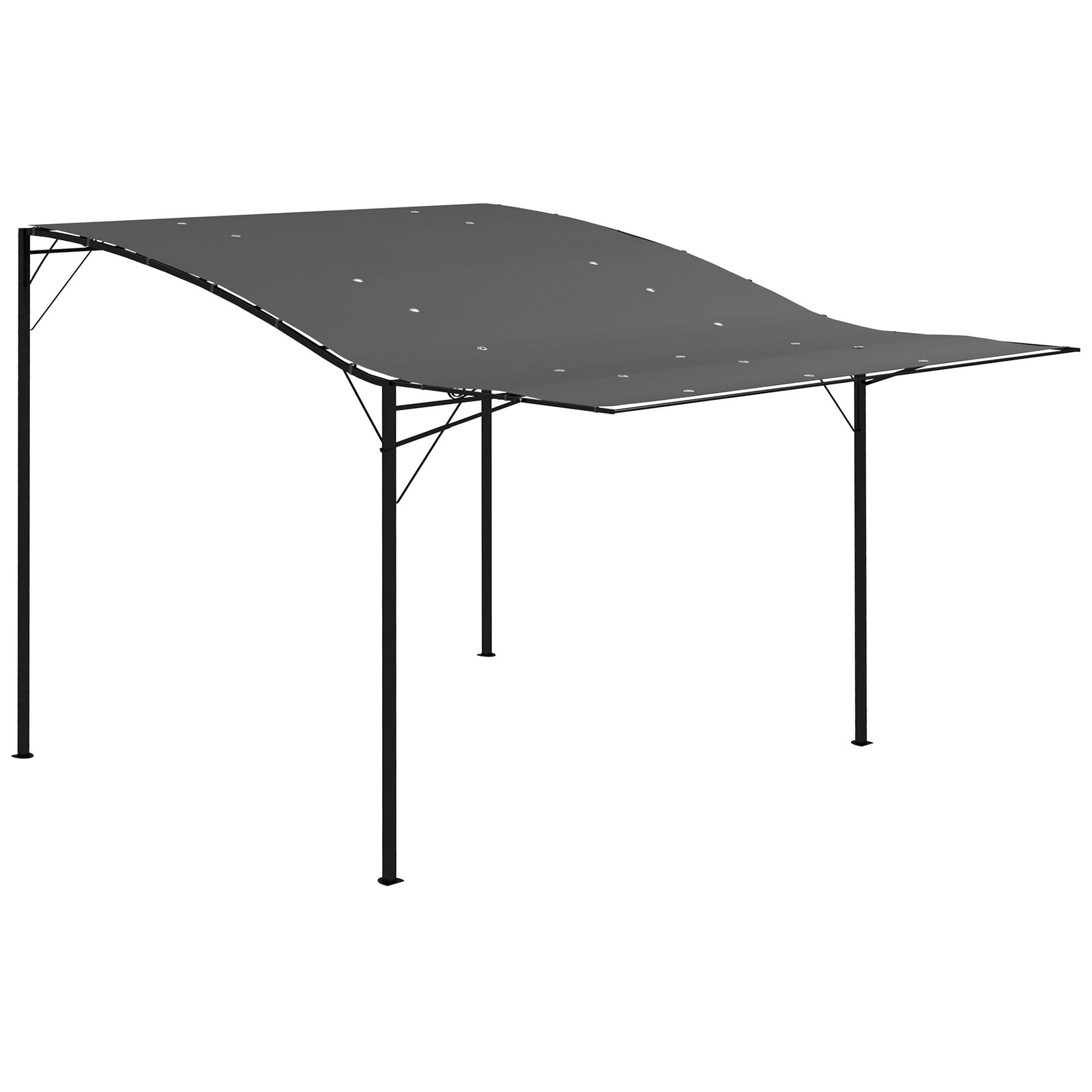 Patio Metal Gazebo Door Window Awning Wall Mount Shelter | Charcoal Gray