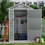 4.4x3.4ft Apex Roof Garden Plastic Storage Shed With Lockable Door