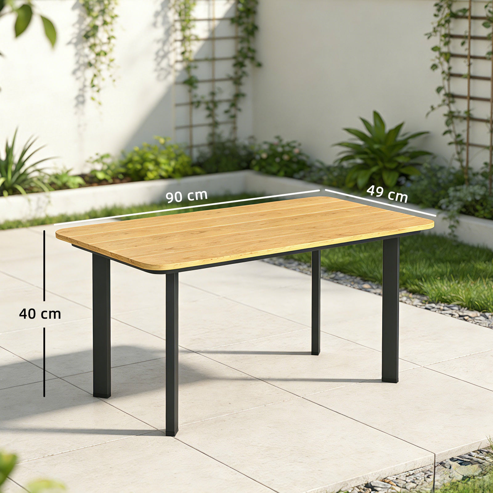 Outdoor Coffee Table, Garden Table With Slatted Wpc Top | Brown