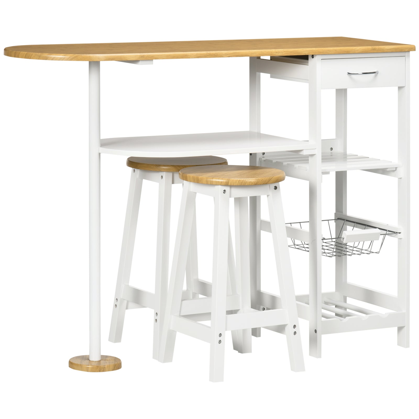 Bar Table Set With Drawer, Wine Rack