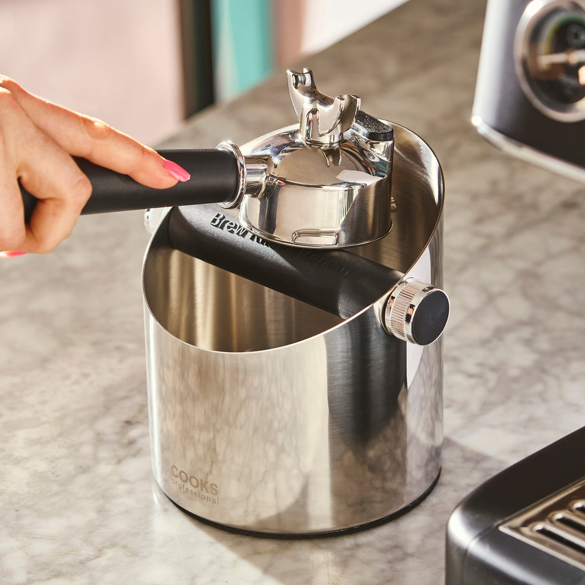 Steel Espresso Knock Box - Coffee Grounds Bin | Silver
