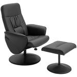 Pu Leather Armchair And Footrest Swivel Recliner W/ Ottoman | One Size | Black