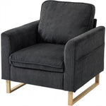 Accent Chair With Metal Legs And Spring | Dark Grey