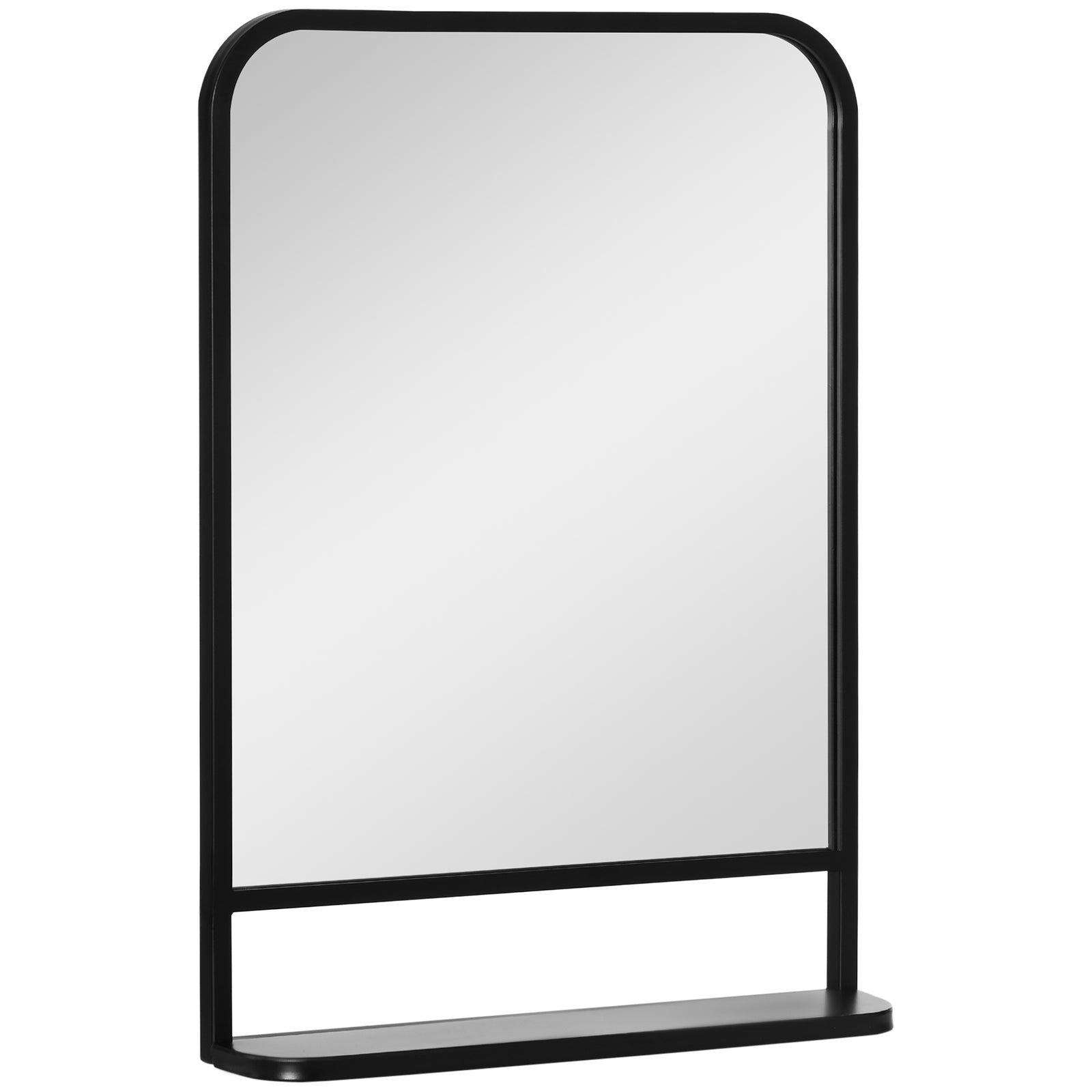 Rectangle Wall Mirror With Shelf 70 X 50/86 X 53cm | Medium | Black
