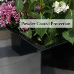 Long Zinc Galvanised Tall Trough Planter | 75cm x 25cm x 90cm | Black Gloss