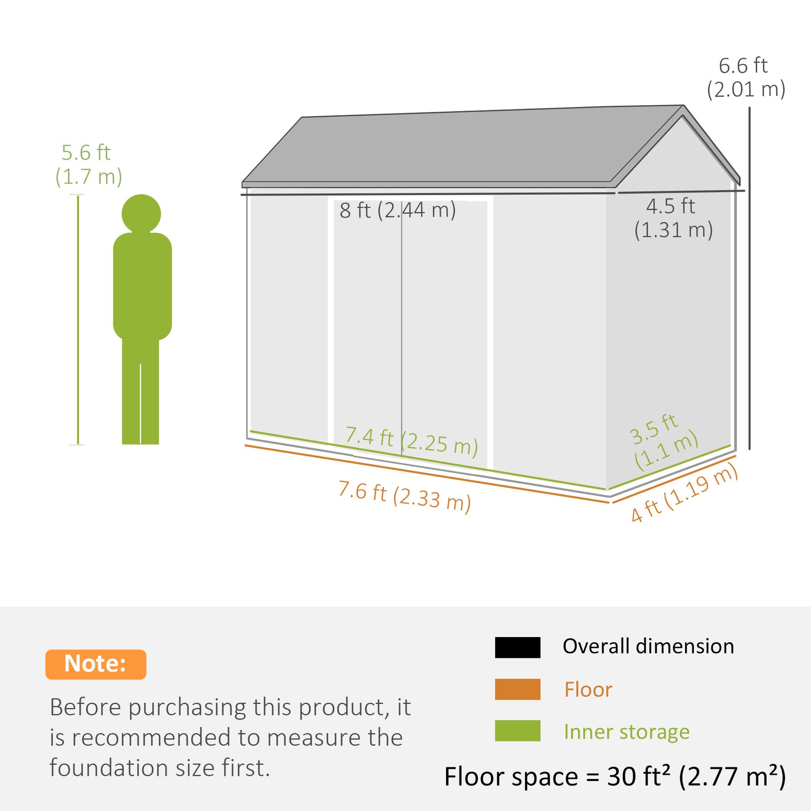 8 X 4 Ft Resin Garden Shed With Floor, Lockable Doors | Dark Grey