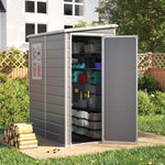 5x4ft Garden Plastic Storage Shed With Lockable Door | Large | Black & Grey