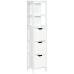 HOMCOM Slim Bathroom Storage Unit With 3 Drawers And 2 Open Shelves, White