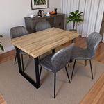 Colorado Dining Table With 4 Jaydn Leather Chairs | Grey