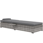 Recliner Rattan Sofa Set W/ Glass Table & Cushions - Grey
