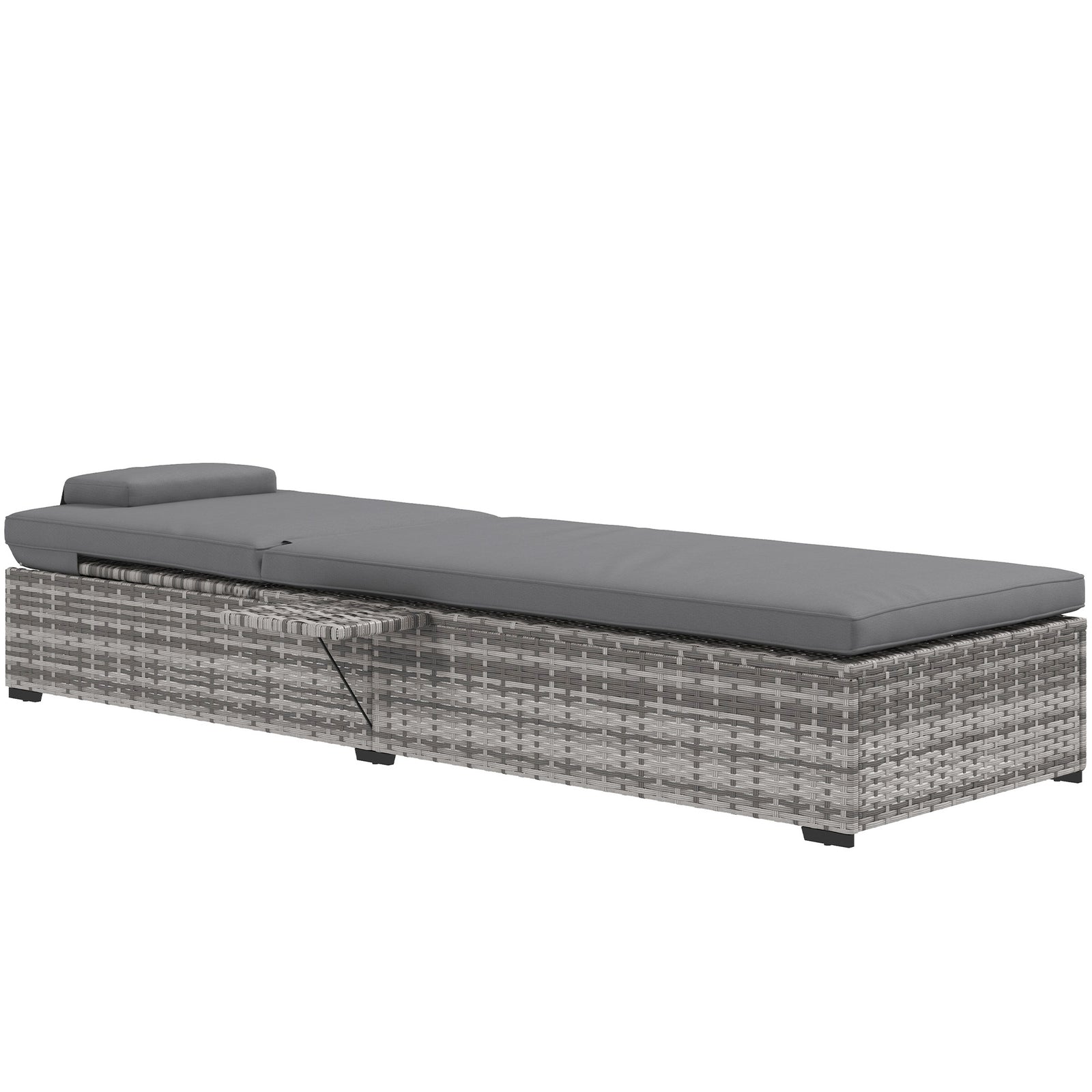 Recliner Rattan Sofa Set W/ Glass Table & Cushions - Grey