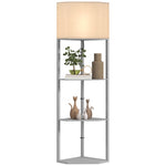 Corner Modern Floor Lamp With Shelves For Living Room | One Size | Gray