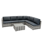 Rattan Modular 7 Piece Furniture Set & 700l Storage Box | Grey