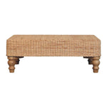 Solid Wood Regency Woven Coffee Table, Light Brown