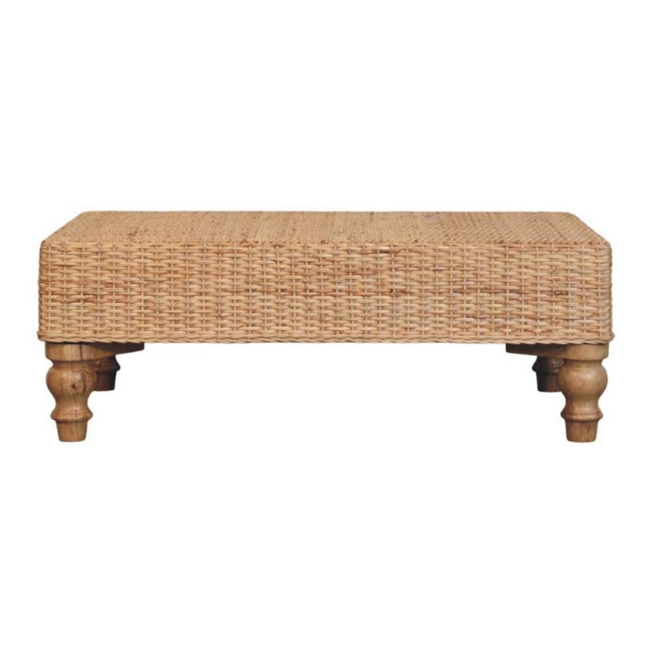 Solid Wood Regency Woven Coffee Table, Light Brown