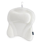 3d Mesh Bath Pillow Head Neck Support With Hanging Hook White
