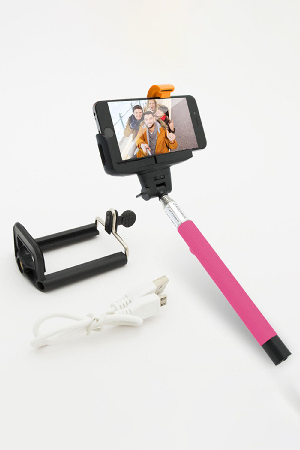 Bluetooth Built-in Remote Camera Controls Expandable Selfie Stick, Pink