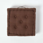 Rajput Ribbed Cotton Floor Cushion | 40cm x 40cm | Brown