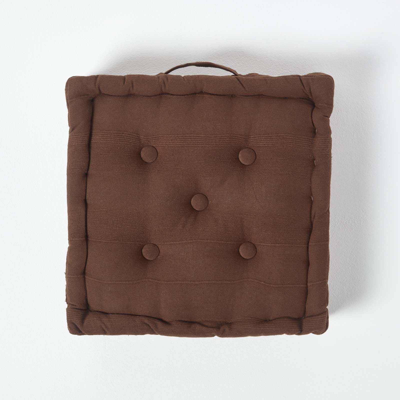 Rajput Ribbed Cotton Floor Cushion | 40cm x 40cm | Brown