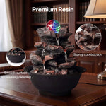 Spector Water Fountain Tabletop Water Feature 3-speed Flow Resin Rock Brown