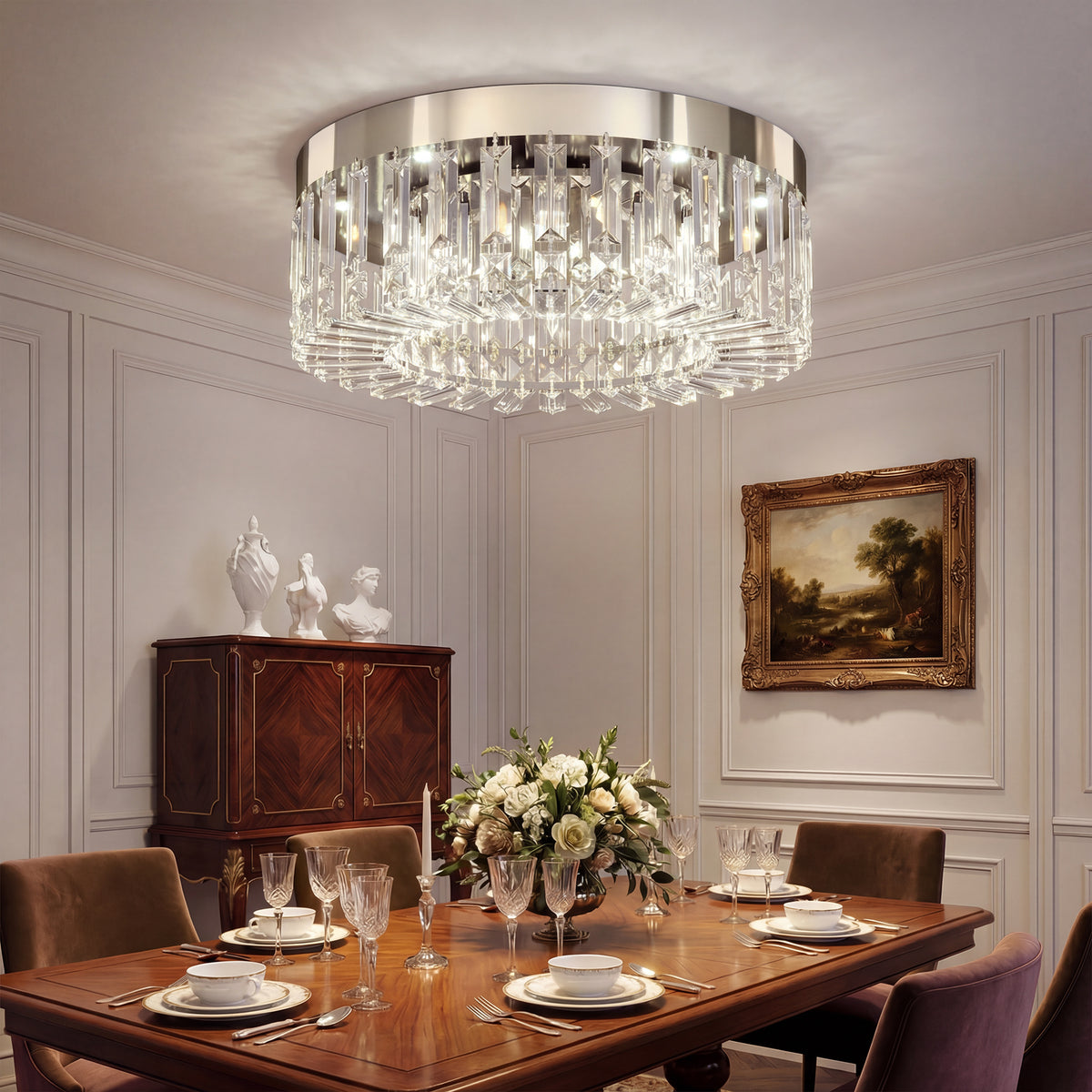 HOMCOM Crystal Ceiling Light With 160 Crystal Pendants