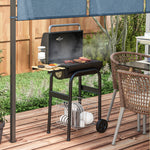 Charcoal Bbq Grill With Shelve, Portable Bbq Trolley Smoker