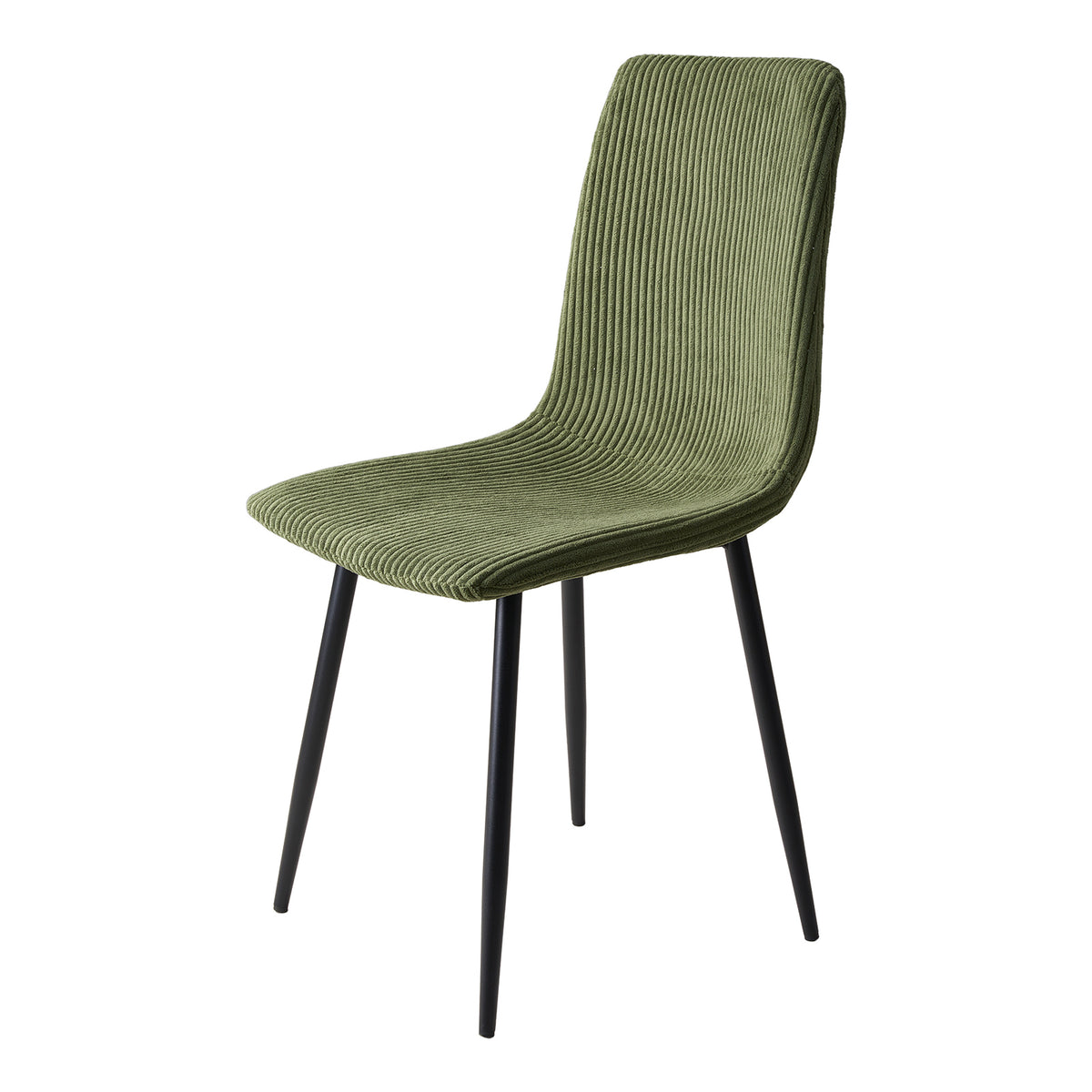 Corduroy Upholstered Dining Chairs | Set of 2 | Dark Green