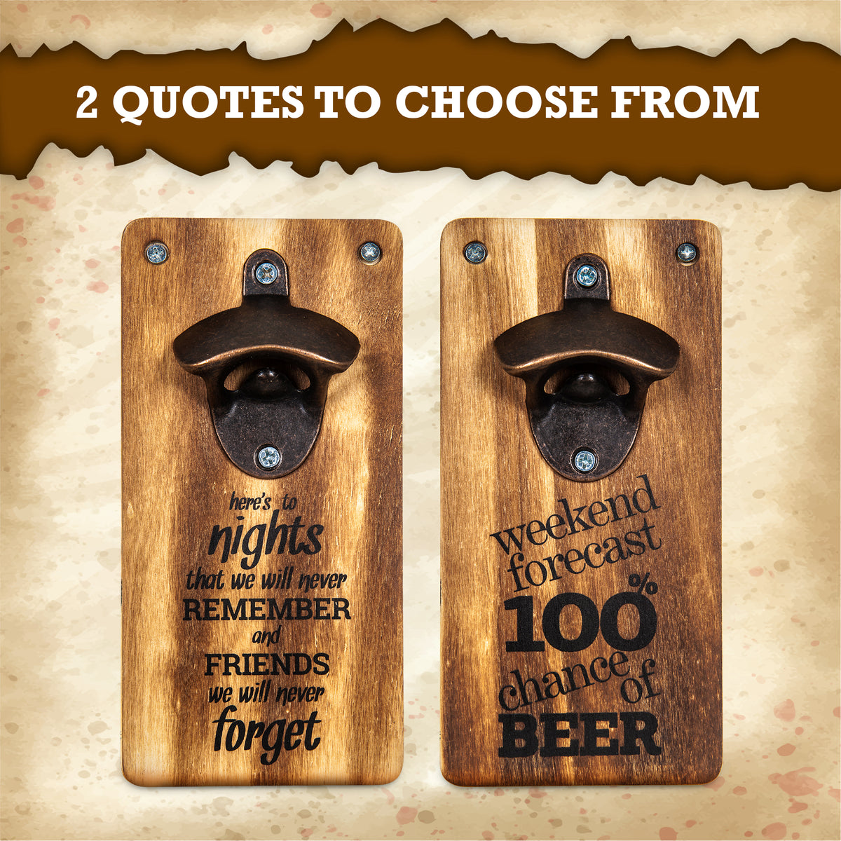 Wicked Gizmos Wall Mounted Wooden Bottle Opener With Metal Opener