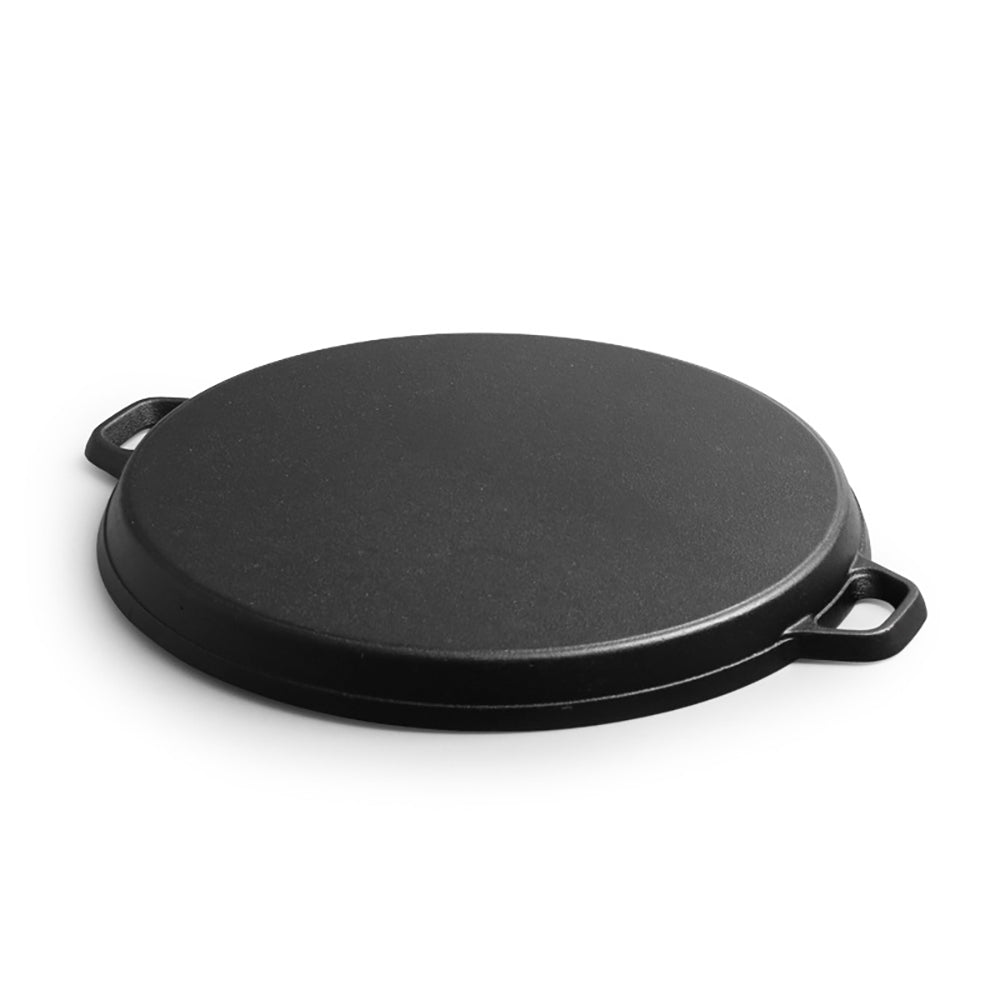 27.5/30/33/35cm Dia Pre-seasoned Round Dual-handle Cast Iron Grill Pan | Extra Large