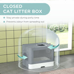 Cat Litter Tray W/ Lid, Front Entry Top Exit - Grey