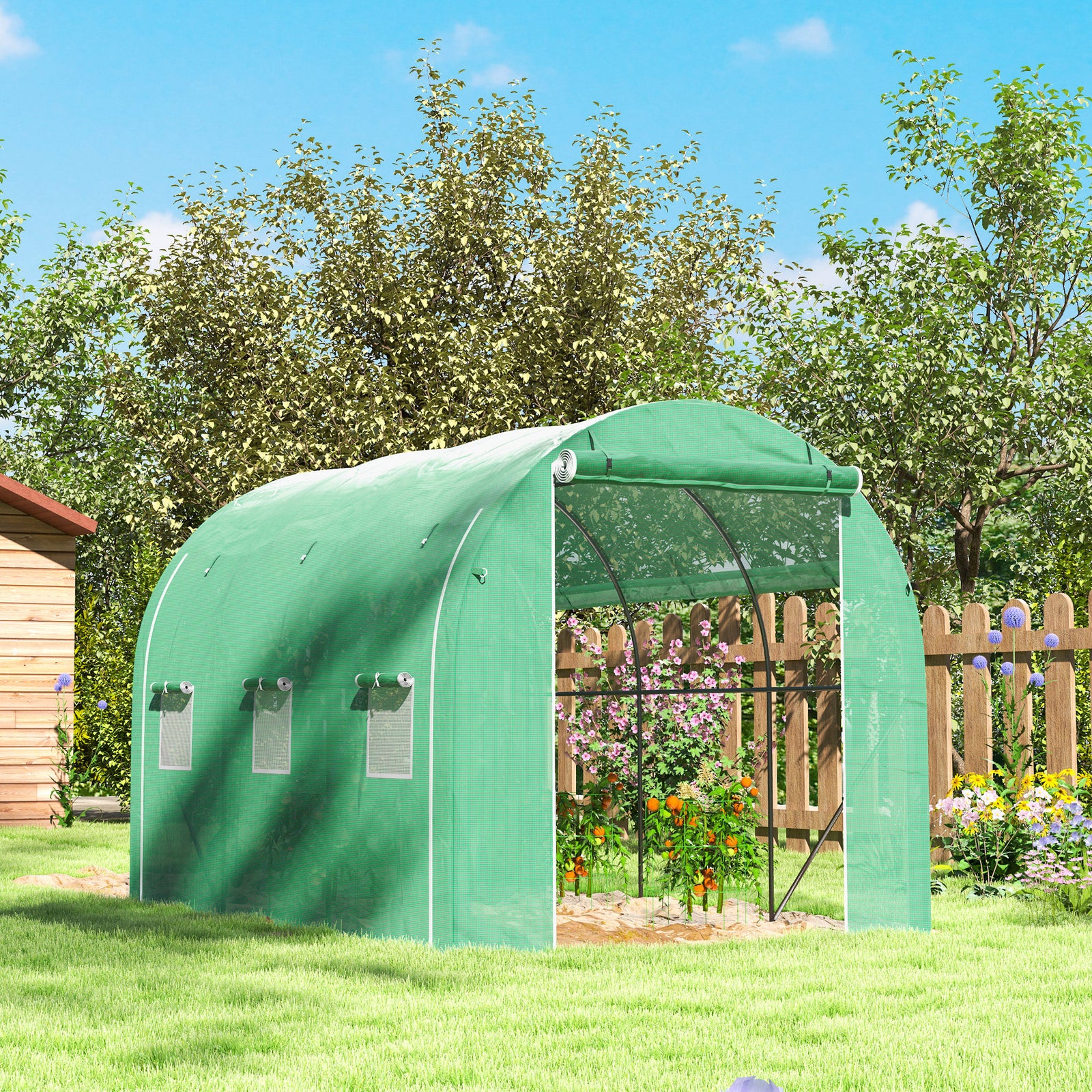 Polytunnel Greenhouse Pe Cover Galvanised Steel Frame Green