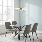 Stylish Miami Dining Table Set With 4 Velvet Amelia Chairs | Grey