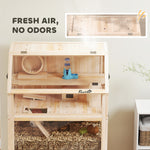 PawHut Wooden 3 Tier Hamster Cage With Storage Shelf For Dwarf, Gerbil